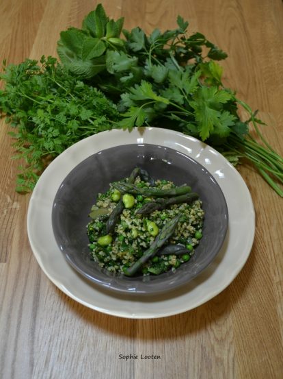 Recette salade-boulgour-asperges-feves - Livraison de fruits et légumes BIO - Graines d'ici - Nantes