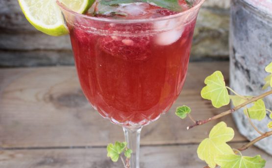 Recette jus de pommes pétillant framboise menthe et citron vert