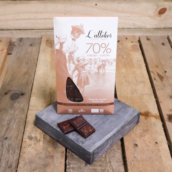 Chocolat noir 70% au caramel