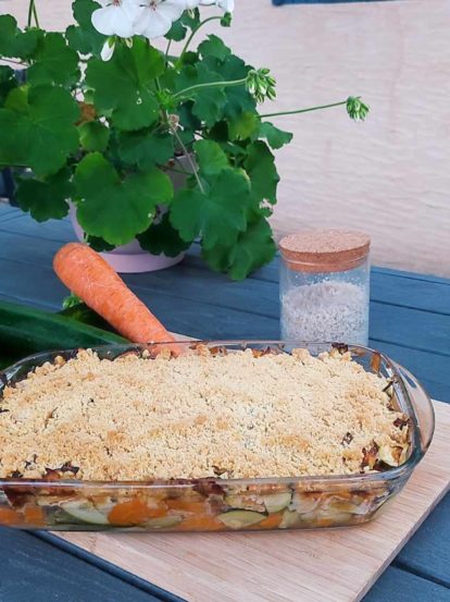 crumble végétarien courgette carotte fromage blanc