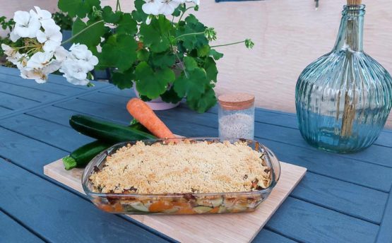 crumble végétarien courgette carotte fromage blanc