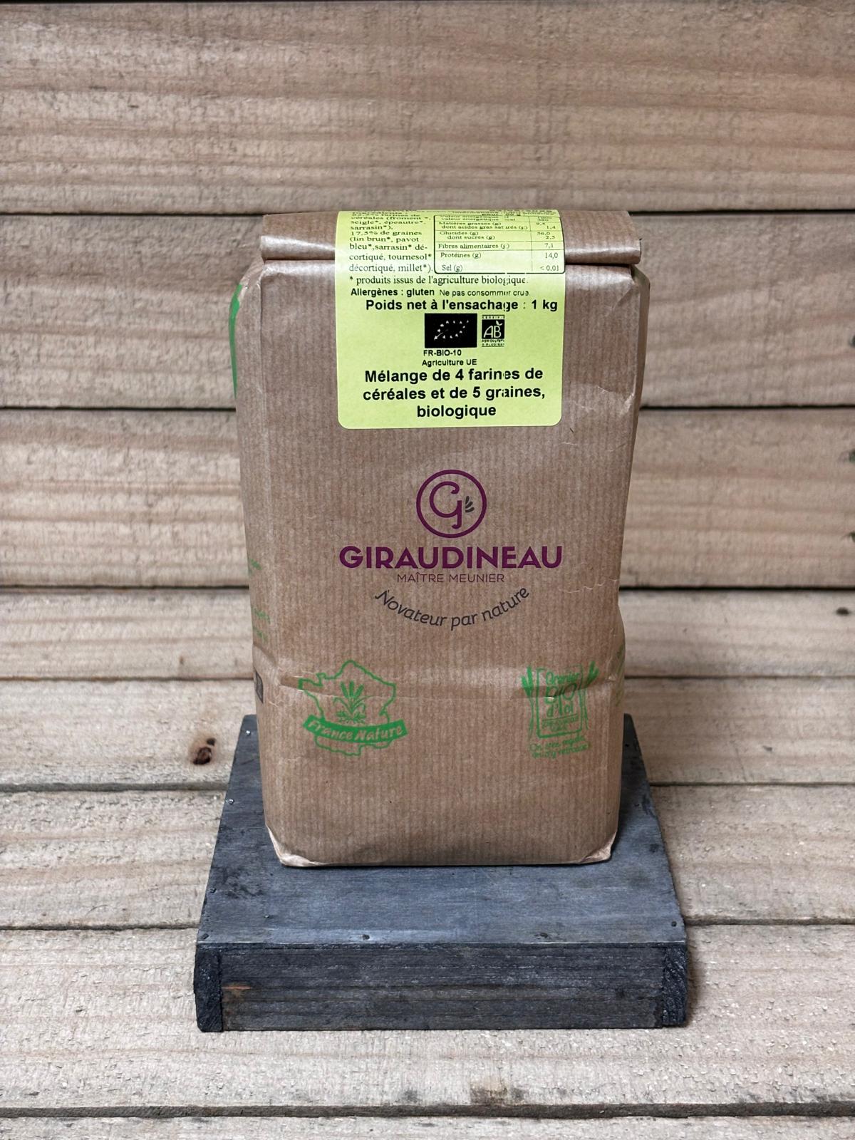 Mélange 4 farines de céréales & 5 graines